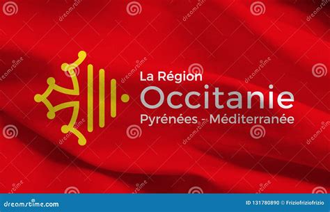 Occitanie Regional Flag France Graphic Elaboration Stock Illustration