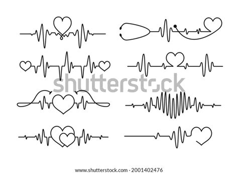 Cardiogram Heartbeat Tattoo Line Design Stock Vector Royalty Free