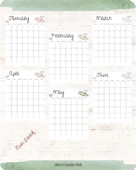 2023 Pdf Printable Calendar Monthly Desk Calendar Aesthetic Etsy