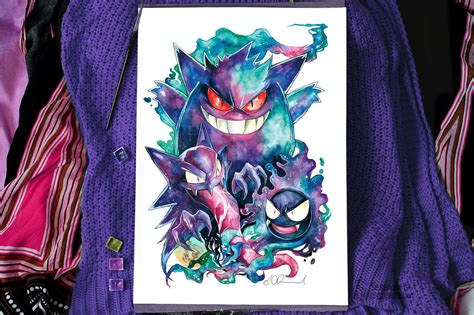 A3 Print Gastly Haunter And Gengar Fanart Etsy