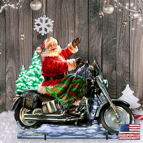 Biker Santa Outdoor Christmas Decor Santa Motorcycle Rider Etsy