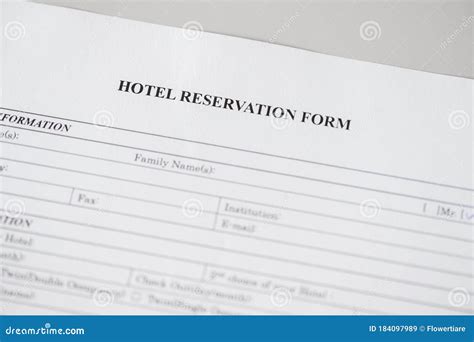 Hotel Reservation Form Hotel Service Reception Desk Registration