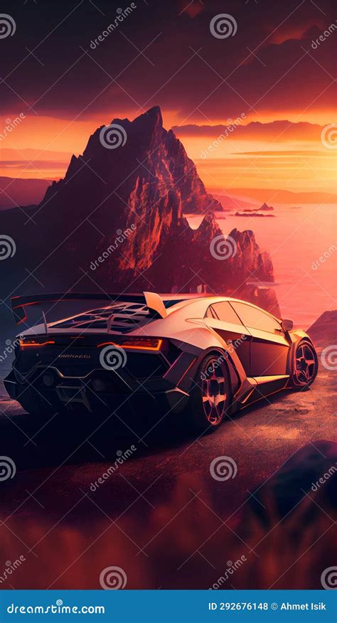 Super Sport Car And Sunset Stock Illustration Illustration Of Vehicle