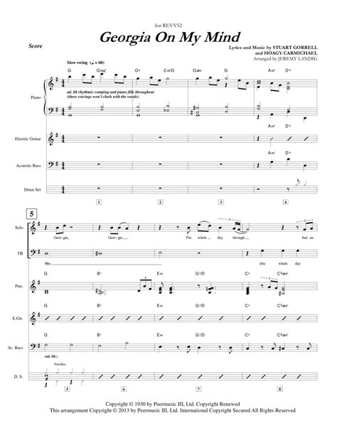 Georgia On My Mind Arr Jeremy Landig By Ray Charles Sheet Music For Performance Ensemble At