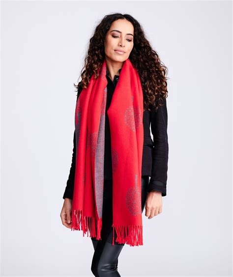 Classic Reversible Red Printed Scarf | Red Reversible Scarves – Pia ...