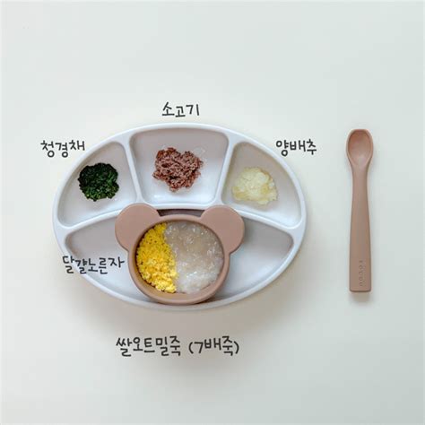 중기 1단계 토핑이유식 식단표 공유 7개월 아기 간식 중기 이유식 입자감 네이버 블로그