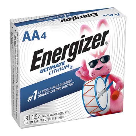 Energizer Ultimate Lithium AA Battery 4 Pack L91 Lithium AA