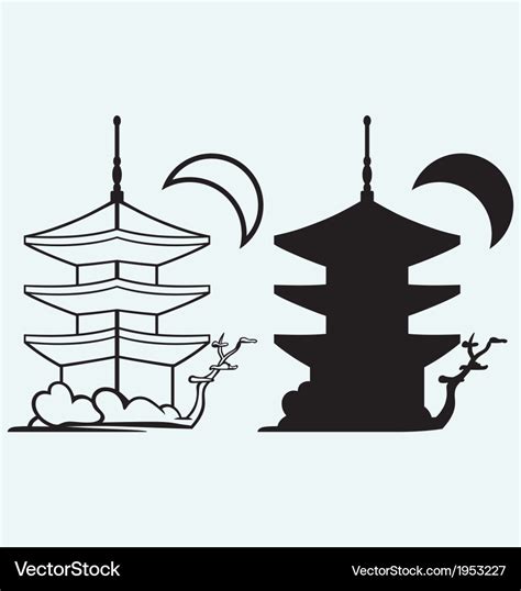 Pagoda japan architecture silhouette Royalty Free Vector