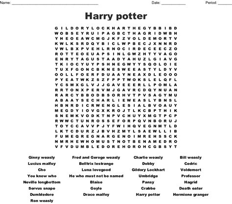 Harry Potter Word Search Printable