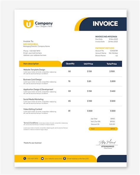 Premium Psd Professional Modern Corporate Business Invoice Template