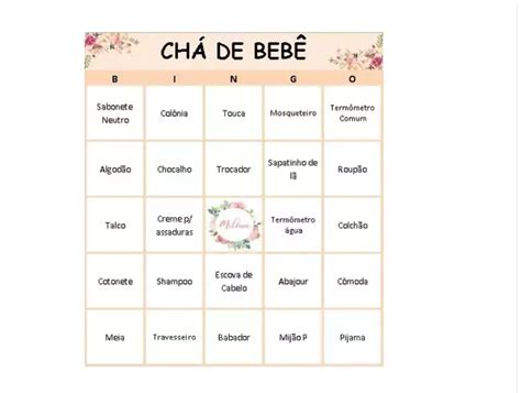 Chá Revelação 60 Cartelas Baby Bingo Pdf Freela Web