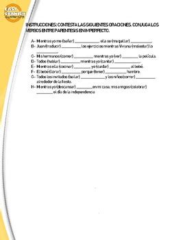 Spanish Imperfect Worksheet By Easy Spanish For Everyone Tpt