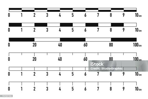 Map Scales Graphics For Measuring Distances Set Of Metric Rulers In