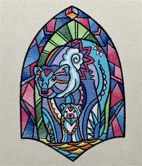 Embroidery Design: Stained Glass Animals 4 – Bears