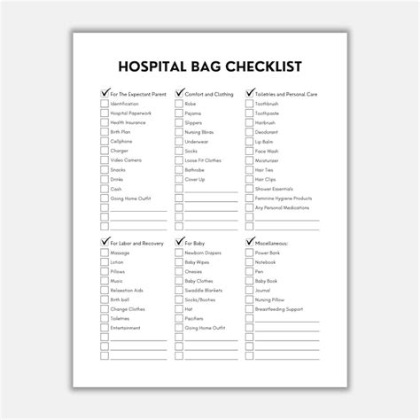 Hospital Bag Checklist Packing Checklist Hospital Bag For Mom Mom