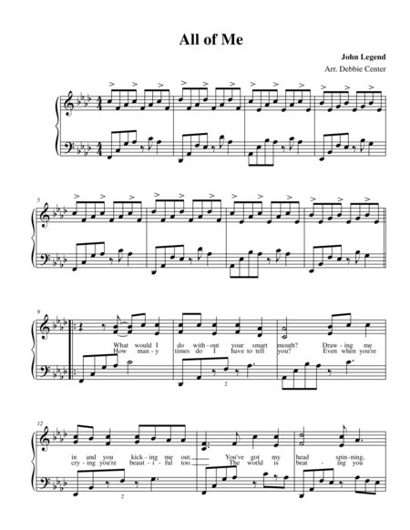 John Legend All Of Me Piano Sheet Music Subtitletropical