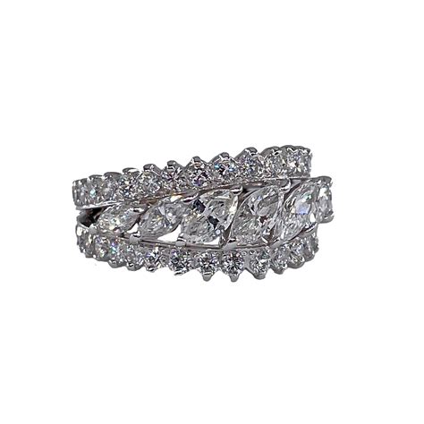 Mid-Century 6.89ctw Marquise Round Diamond Vintage Eternity Band