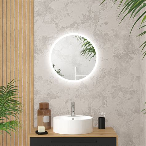 Miroir Salle De Bain Rond Avec Eclairage Led Diam Tre Cm Go Led