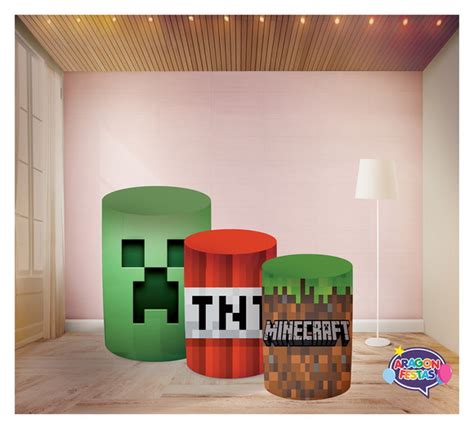 Minecraft Trio Capa de Cilindro Tecido Sublimado Veste Fácil