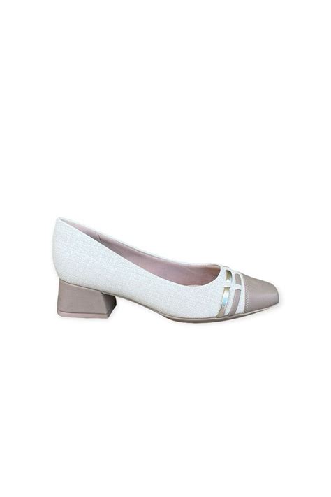 Scarpin Picadilly Salto M Dio Feminino Cor Nude Linho