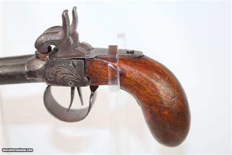 Belgian Antique Double Barrel Percussion Pistol