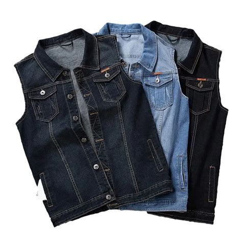 Idopy Classic Denim Vest Men Sleeveless Jean Jacket Vests Turn Down