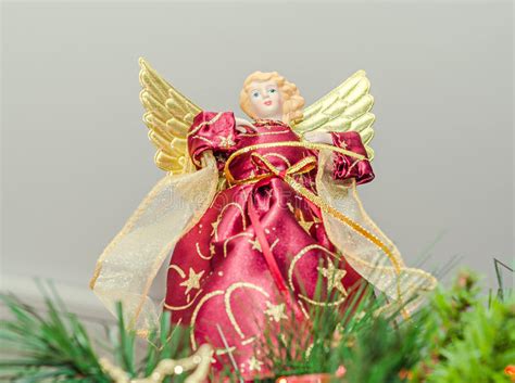 Angel Christmas Tree Ornament Topper Close Up Dressed Angel With