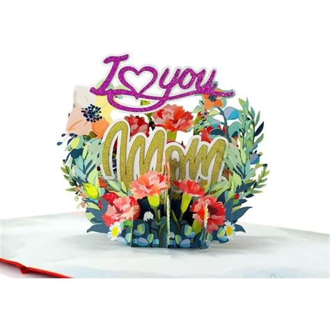 Cutpopup Carte Pop Up Pour F Te Des M Res Avec Inscription I Love Mom