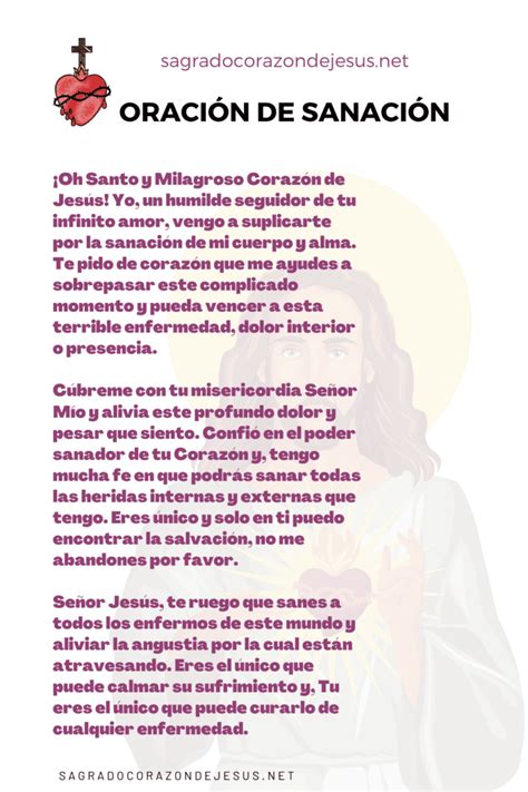 Oración de Sanación El Sagrado Corazón de Jesús nos cuide