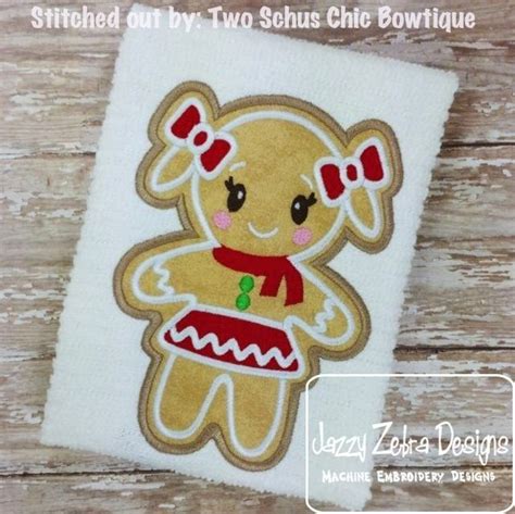 Gingerbread Girl Applique Design Jazzy Zebra Designs Applique