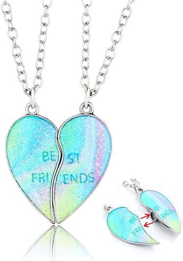 Best Friend Necklaces For 2 Girls Magnetic Colorful Illusion Matching