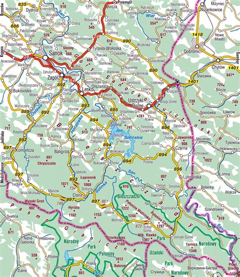 Bieszczady Mapa Atrakcji Turystycznych Compass