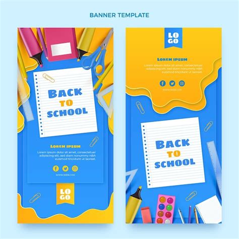 Free Vector Realistic Back To School Vertical Banners Set