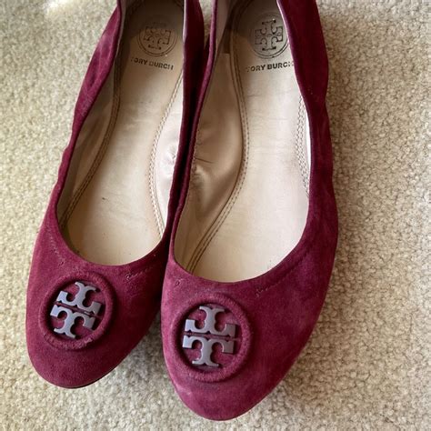 Tory Burch Burgundy Suede Flats Gem