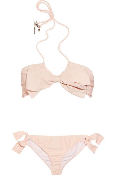 Miu Miu Bow Embellished Bandeau Bikini Net A Porter Com