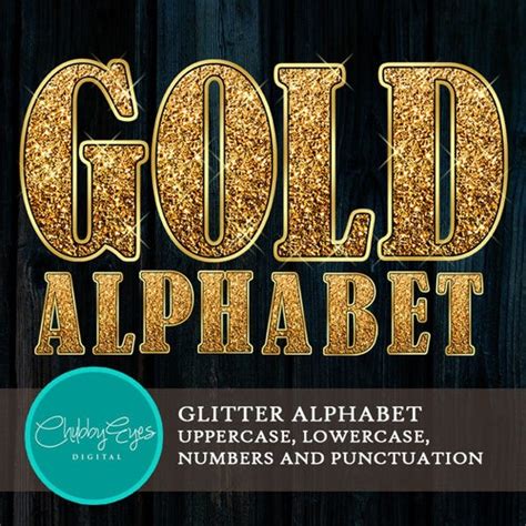 Gold Glitter Alphabet Numbers And Punctuation Clip Art Etsy