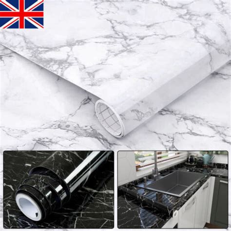 Self Adhesive Kitchen Worktop Covering Vinyl Wrap Cupboard Door Marble Stickers Ebay