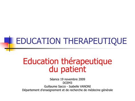 PPT - EDUCATION THERAPEUTIQUE PowerPoint Presentation, free download