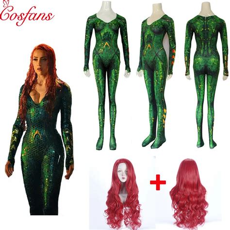 New Women Movie Aquaman Mera Queen Cosplay Costume Zentai Bodysuit