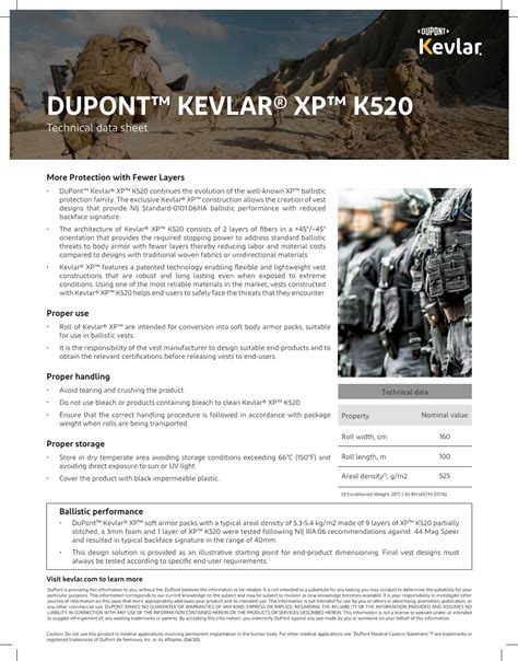 Dupont™ Kevlar® Xp™ K520 Continues The Evolution Of The Well Known Xp