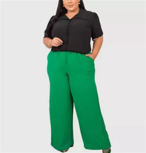 Cal A Pantalona Plus Size Duna Vers Til Wide Leg Alfaiataria