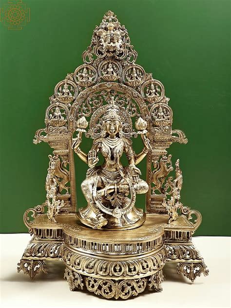 Superfine Goddess Lakshmi Seated On Saptalakshmi And Kirtimukha