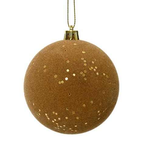 Decoris Shatterproof Flocked Bauble In Ginger Brown