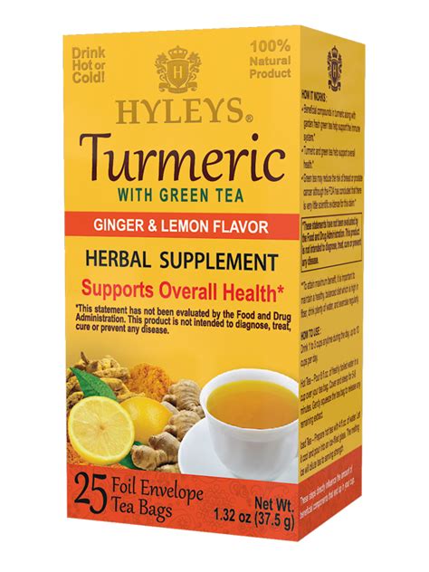 Turmeric With Green Tea Ginger And Lemon Flavor 25 Foil Envelope Tea