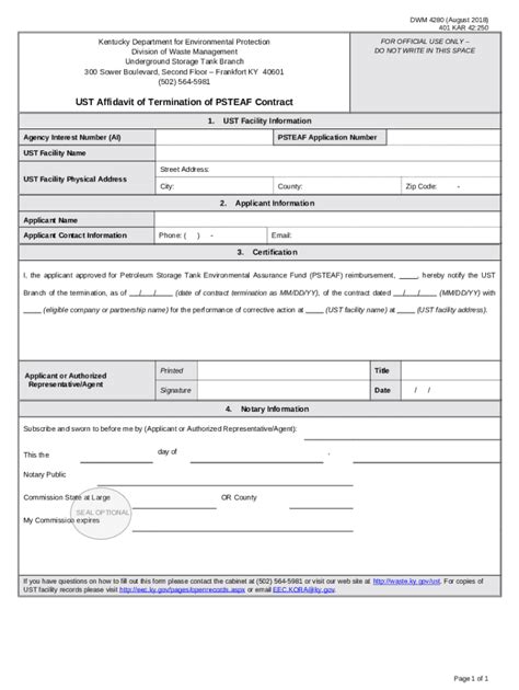 Dwm Ust Affidavit Of Termination Of Psteaf Eec Ky Doc