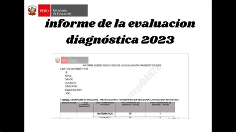 INFORME DE LA EVALUACIÓN DIAGNÓSTICA 2023 YouTube