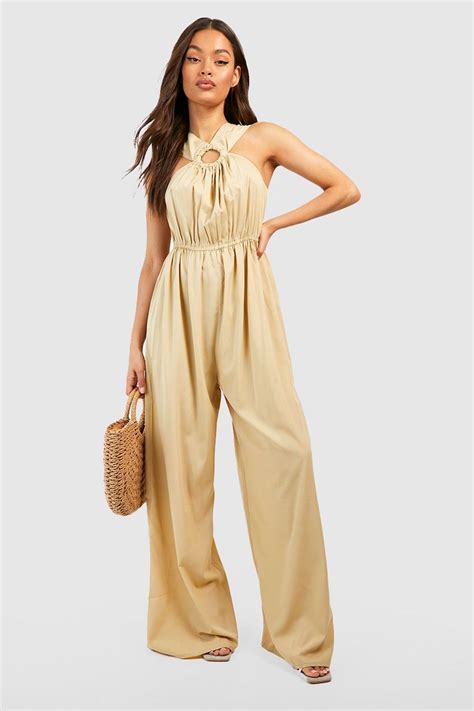 Ring Detail Wide Leg Jumpsuit Boohoo Uk