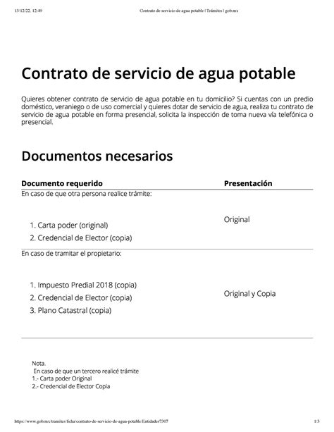 Contrato De Servicio De Agua Potable Tr Mites Gob