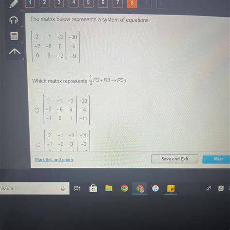 The Matrix Below Represents A System Of Equations 2 1 3 20 2 6 6