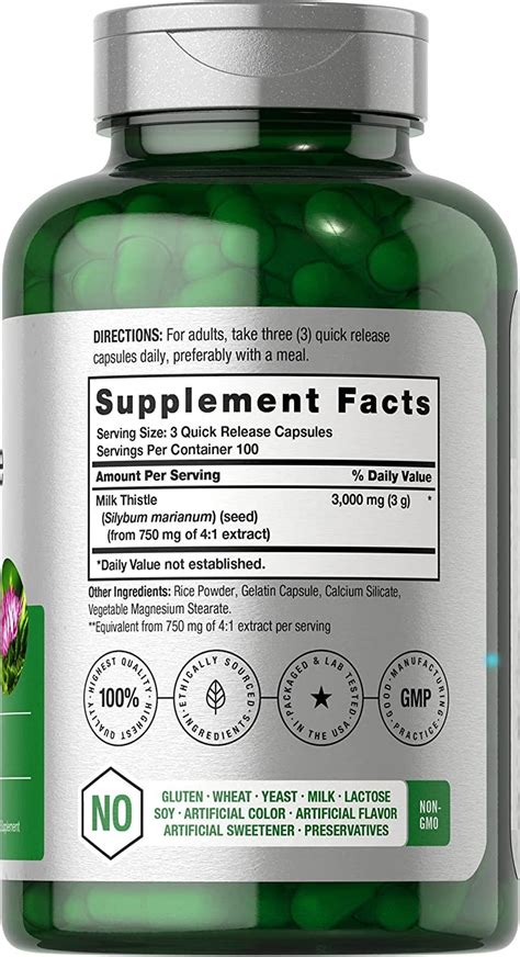 Milk Thistle Extract 3000mg 300 Capsules Non Gmo And Gluten Free